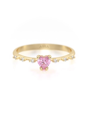 Anillo De Corazón Abba Joyas 10 K De Oro Zirconia