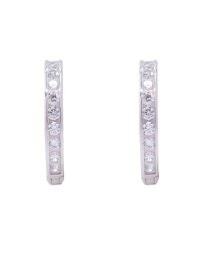 Aretes Huggies Circulares Oro Angelus De Plata P.925 Con Acabado Pavé Zirconia