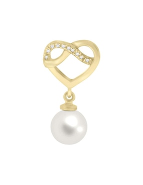 Aretes de corazón Fianelli Nixe de oro con acabado brillante perla y diamante