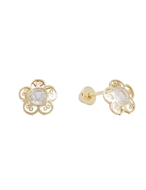Broqueles de flor Ttvarios de oro zirconia