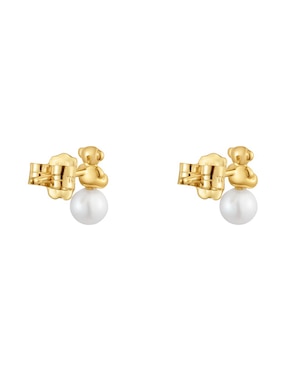 Broqueles Tous Bold Bear de oro con acabado brillante perla