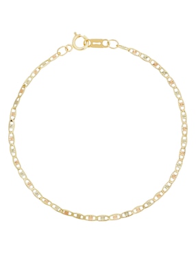 Pulsera D Cadena De Oro 14 K Con Acabado Diamantado