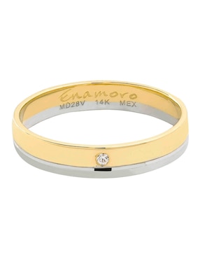 Argolla De Oro 14 K D Cadena Zirconia