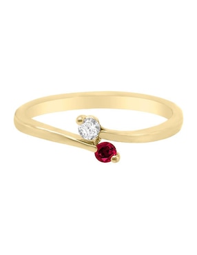 Anillo Redondo Fascinare Vivian 14 K De Oro Rubí Y Diamante