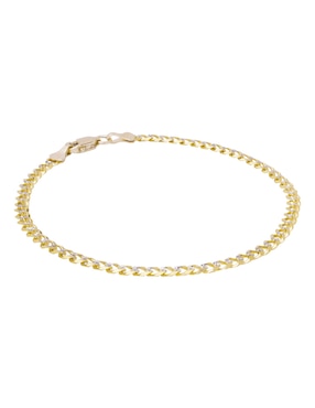 Pulsera D Cadena de oro 14 K con acabado pavé