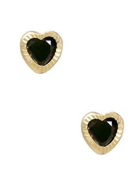 Broqueles de corazón D Cadena de oro con acabado diamantado zirconia