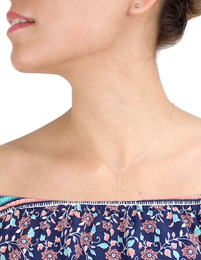 Dije de cruz D Cadena de oro 14 K