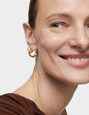 Aretes de aro Tous 1950 de plata P 925 con acabado baño de oro