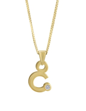 Colgante Y Dije De"letras Fianelli Gardenia De Oro Amarillo 14 K Diamante