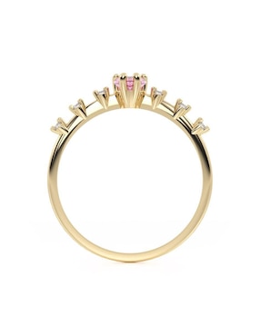 Anillo con gema de corazón Abba Joyas 14 k de oro zirconia brillante