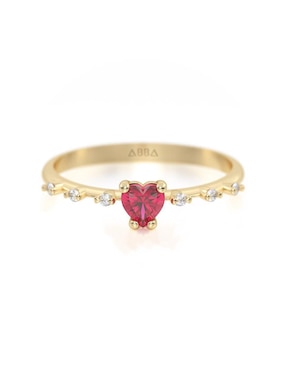 Anillo De Corazón Abba Joyas 10 K De Oro Zirconia