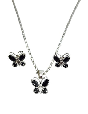 Aretes y collar de mariposa Limerence by Claudia Herrera Insectos de plata P925 zirconia