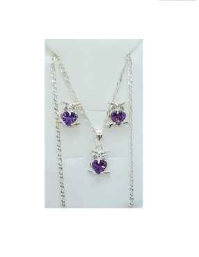 Aretes y collar de búho Limerence by Claudia Herrera Ave Nocturna de plata p 925 zirconia