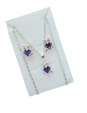 Aretes y collar de búho Limerence by Claudia Herrera Ave Nocturna de plata p 925 zirconia
