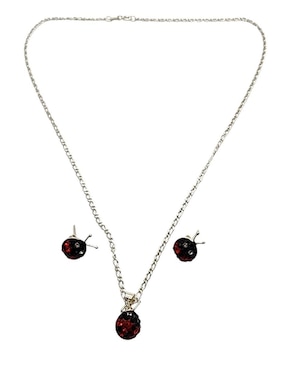 Aretes y collar de catarina Limerence by Claudia Herrera Mariquita de plata P925 zirconia