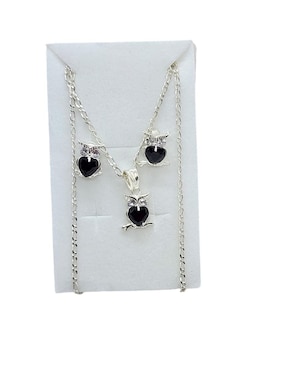 Aretes y collar de búho Limerence by Claudia Herrera Ave Nocturna de plata P925 zirconia