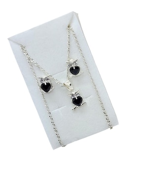 Aretes y collar de búho Limerence by Claudia Herrera Ave Nocturna de plata P925 zirconia