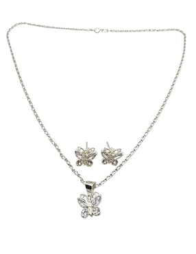 Aretes y collar de mariposa Limerence by Claudia Herrera Insecto de plata P925 zirconia
