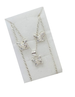 Aretes y collar de mariposa Limerence by Claudia Herrera Insecto de plata P925 zirconia