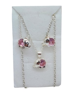 Aretes y collar de elefante Limerence by Claudia Herrera Mamifero de plata P925 zirconia