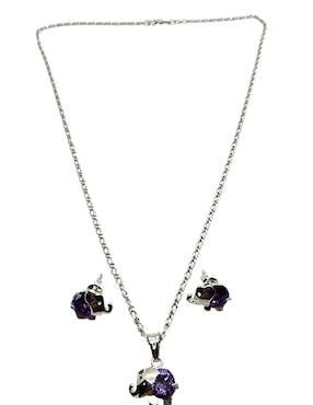 Aretes y collar de elefante Limerence by Claudia Herrera Mamifero de plata P925 zirconia