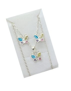 Aretes y collar de mariposa Limerence by Claudia Herrera Insectos de plata P925 zirconia