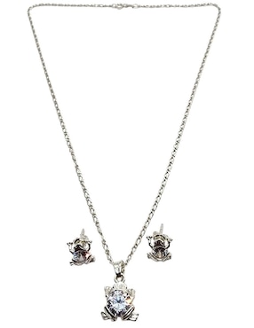 Aretes y collar de rana Limerence by Claudia Herrera Anfibio de plata P925 zirconia