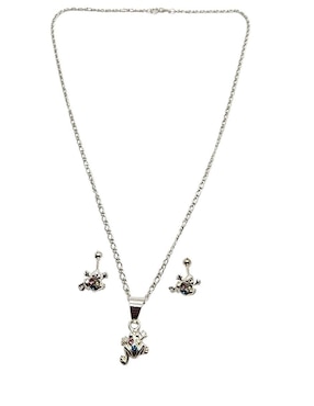 Aretes y collar de rana Limerence by Claudia Herrera Anfibio de plata P925 zirconia