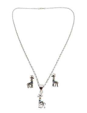 Aretes y collar de jirafa Limerence by Claudia Herrera Safari de plata P925 zirconia