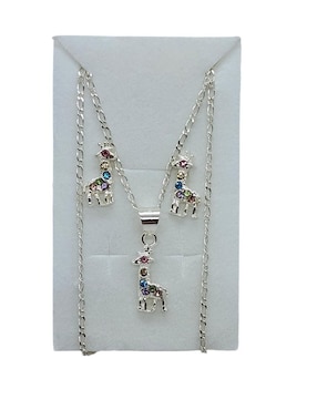 Aretes y collar de jirafa Limerence by Claudia Herrera Safari de plata P925 zirconia