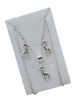 Aretes y collar de jirafa Limerence by Claudia Herrera Safari de plata P925 zirconia