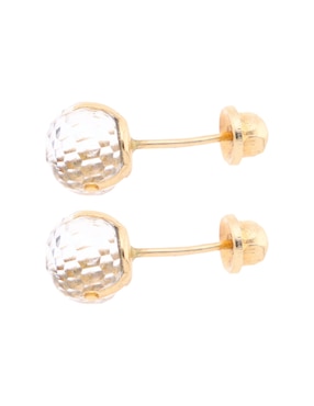 Broqueles de esfera Casal de oro 14 K con acabado pavé zirconia