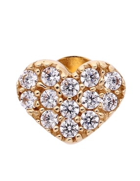 Broqueles de corazón Casal de oro 14 K con acabado pulido zirconia