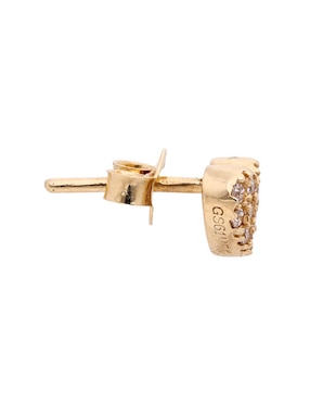 Broqueles de corazón Casal de oro 14 K con acabado pulido zirconia