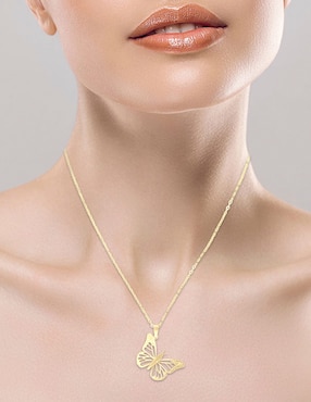 Collar con dije de mariposa Fianelli de oro amarillo 14 K