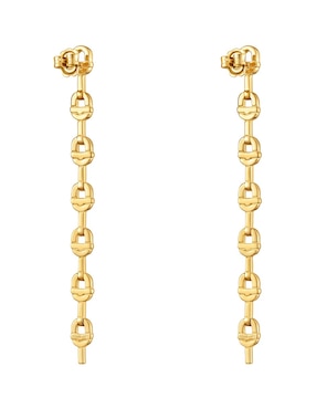 Aretes de eslabones tous de plata p 925 con acabado baño de oro