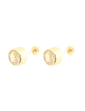 Broqueles redondos Mancini de oro con acabado brillante zirconia