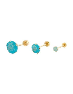 Set de aretes redondos Mancini de oro con acabado brillante zirconia
