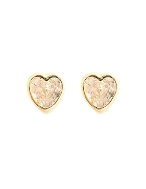 Broqueles de corazón Mancini de oro con acabado brillante zirconia