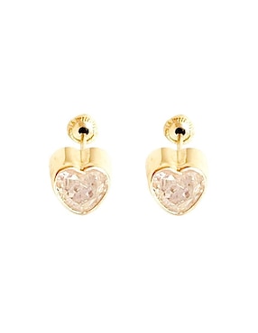 Broqueles de corazón Mancini de oro con acabado brillante zirconia