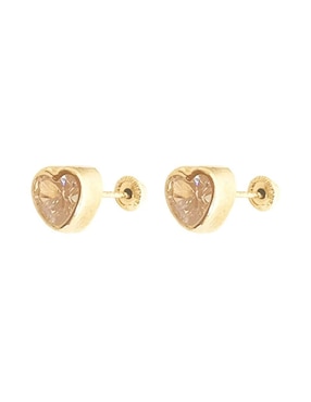 Broqueles de corazón Mancini de oro con acabado brillante zirconia