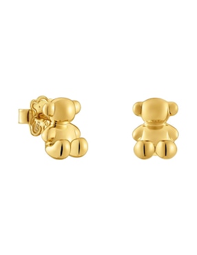 Broqueles De Oso Tous Bold Bear De Plata P 925 Con Acabado Baño Oro