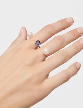 Anillo con gema Tous Ivette 18 k de oro blanco perla brillante