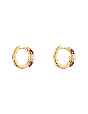 Aretes de aro Tous Ivette de oro blanco con acabado brillante perla