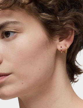 Aretes de aro Tous Ivette de oro blanco con acabado brillante perla