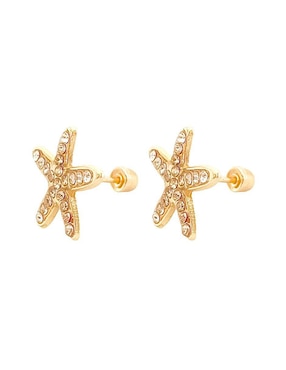 Broqueles de estrella mar Mancini de oro con acabado brillante zirconia