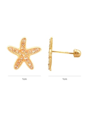 Broqueles de estrella mar Mancini de oro con acabado brillante zirconia