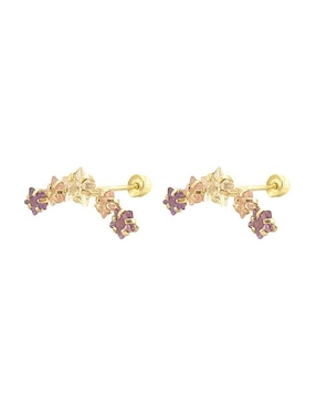 Broqueles de estrella Mancini de oro con acabado brillante zirconia