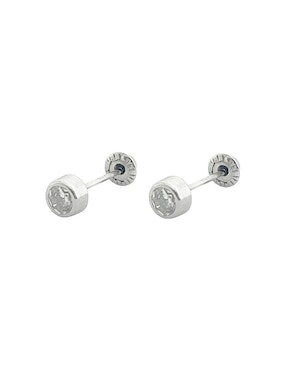 Broqueles redondos Mancini de oro blanco con acabado brillante zirconia