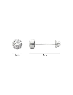 Broqueles redondos Mancini de oro blanco con acabado brillante zirconia